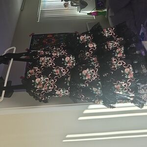 Dolls Kill Black Dress with Pink Floral WIDOW